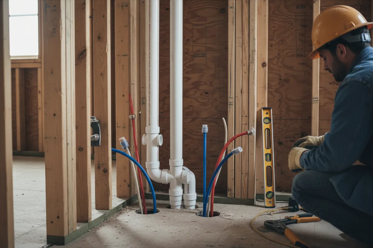 Drain and supply rough-in during Sump Pump Repair in Roxton