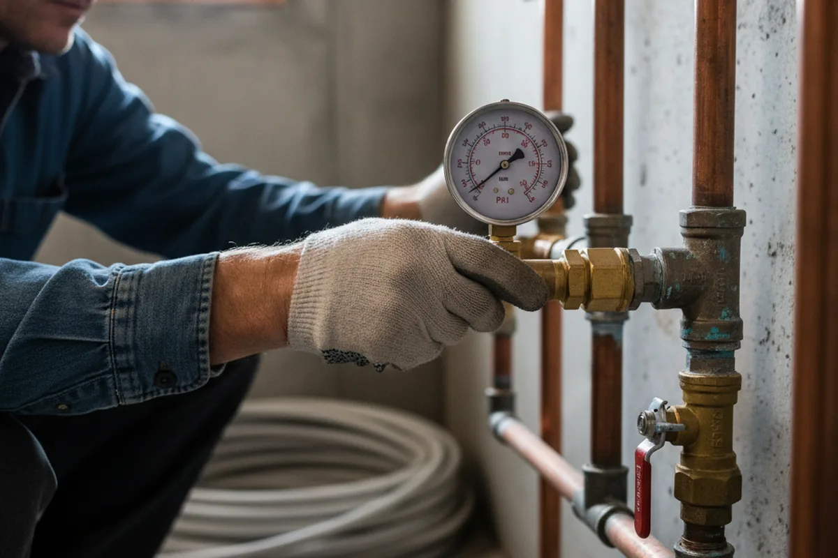 Pressure testing a repaired line during Water Line Repair in Roxton